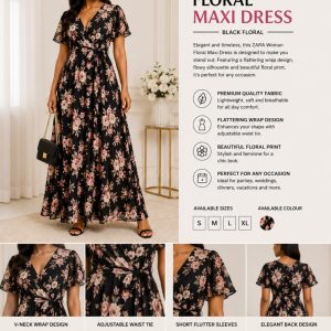 ZARA Woman Floral Maxi Dress – Black Floral